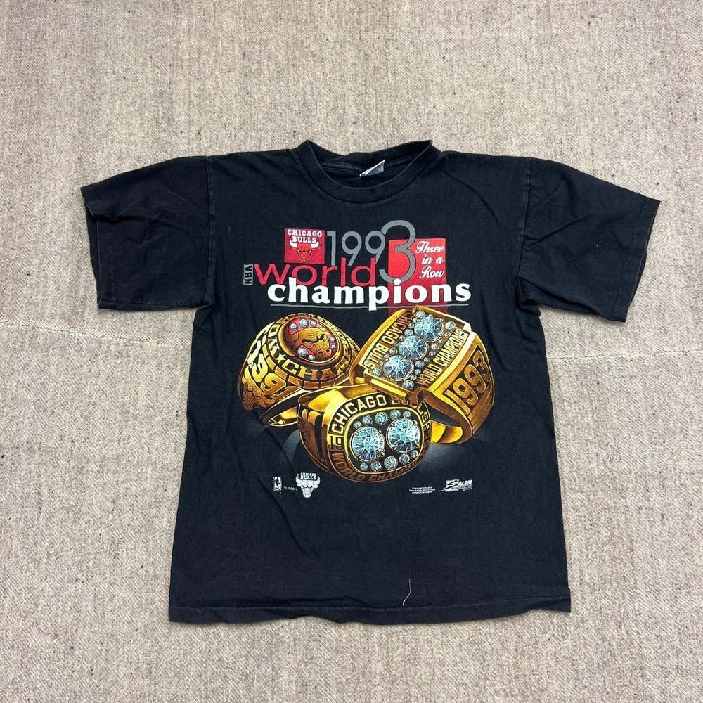 Vintage Chicago Bulls Shirt Mens Medium Black 1990s Salem NBA World Champs